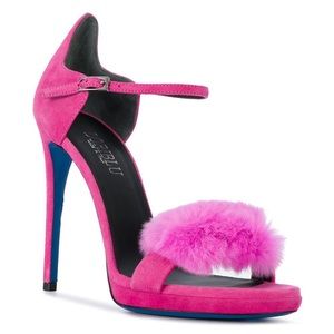 Loriblu Pink Suede Fur Sandals